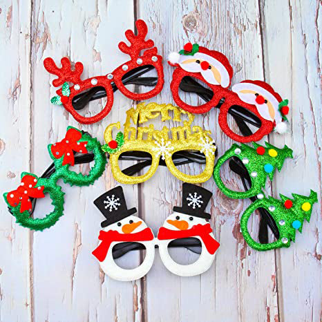 9-Pieces: Christmas Glitter Party Glasses Frame